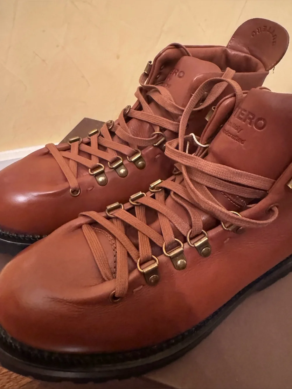 NIB Buttero Zeno Leather Alpine Hiking Boots Brown Cognac Size 41.5
